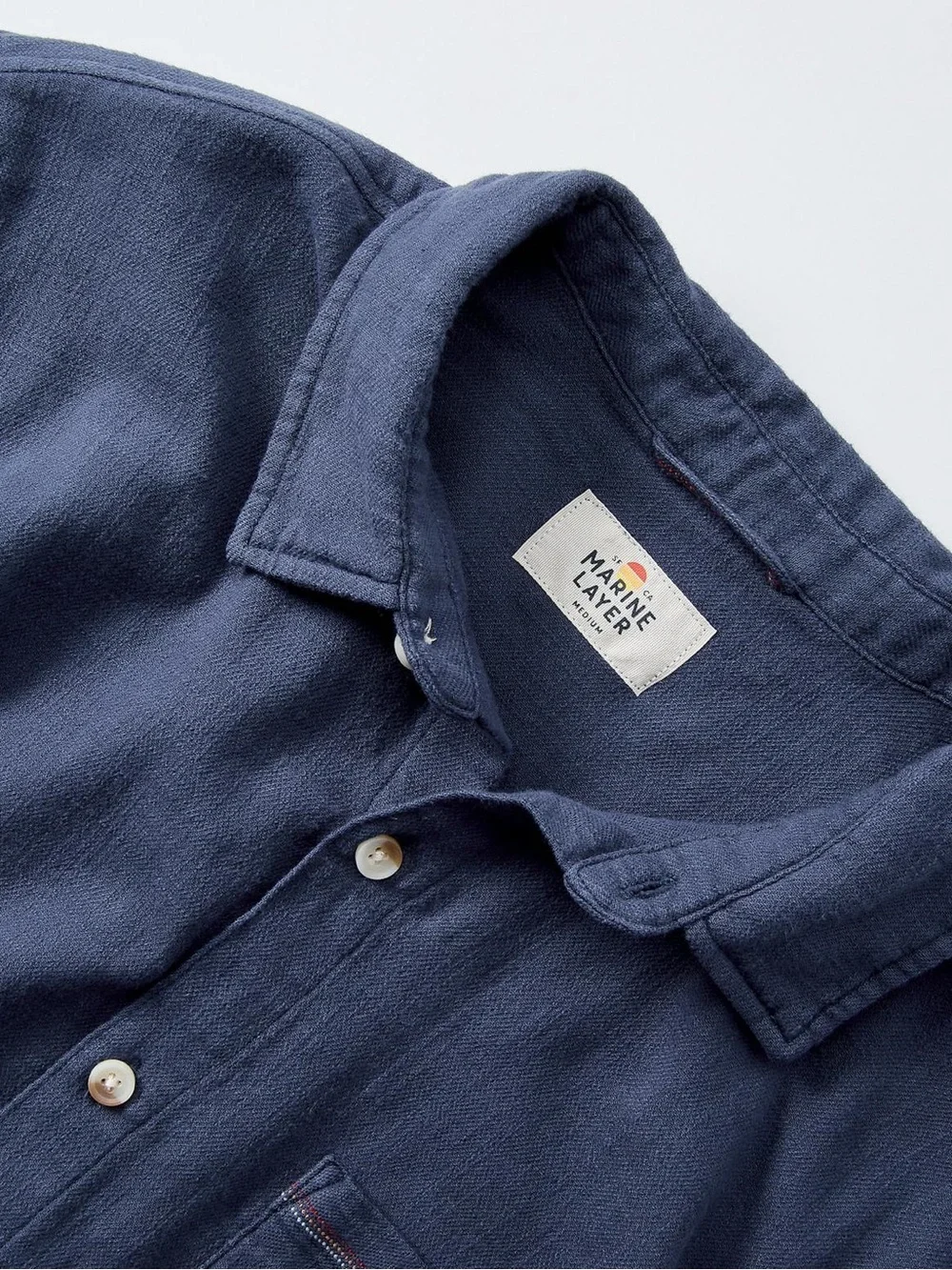 Marine Layer Classic Stretch Selvage Short Sleeve Shirt / Indigo - Picture 9 of 14